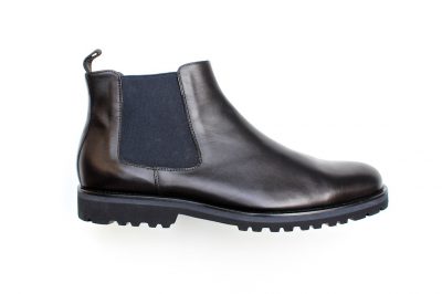 Stivaletto da uomo in pelle nera ed elastici blu € 175,00