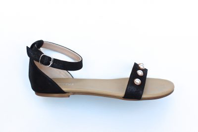 Sandalo con perle in camoscio nero € 89,90
