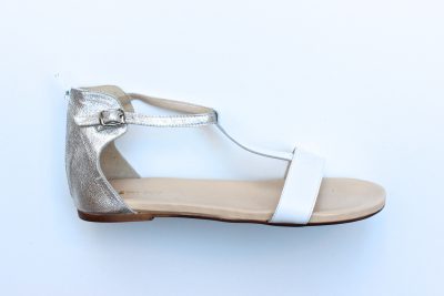 Sandalo con cinturino alla caviglia in pelle oro e bianca € 89,90