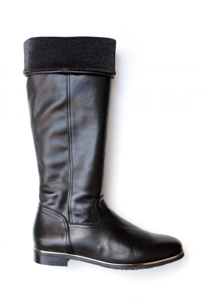 Stivale da donna in pelle e tessuto nero € 209,90