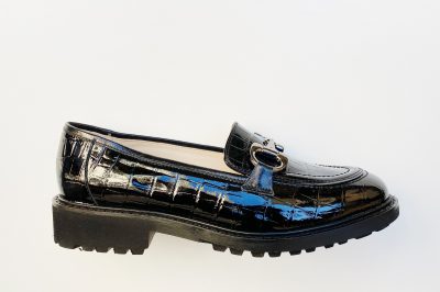 Mocassino da donna in pelle stampata nera € 159,90