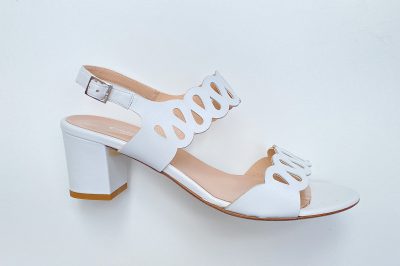 Sandalo da donna in pelle bianca tacco 6 cm € 139,90