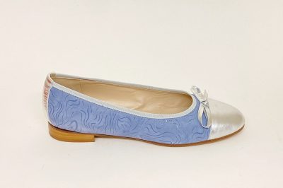 Ballerina da donna in pelle e camoscio azzurro e argento € 149,90