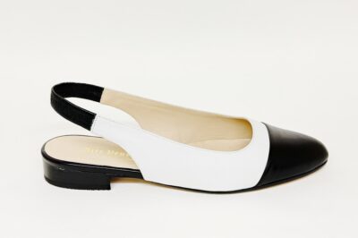 Chanel da donna in pelle bianca e nera, tacco 2 cm. € 149,90