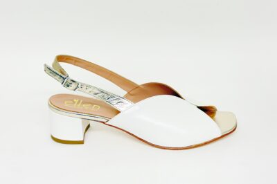 Sandalo da donna in pelle bianca e platino tacco 4 cm € 119,90