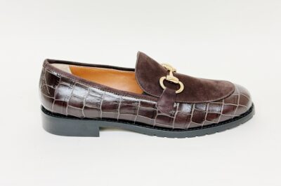 Mocassino da donna in camoscio e pelle cocco marrone € 169,90